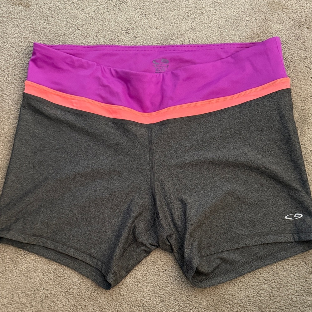 Champion Women's Gray Shorts with Purple and Orange Accents